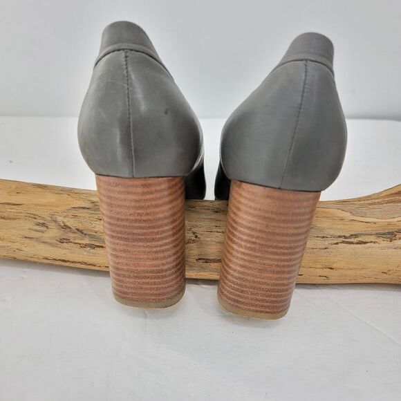 Clarks gray leather booties wood heel style name Narrative - Picture 6 of 9